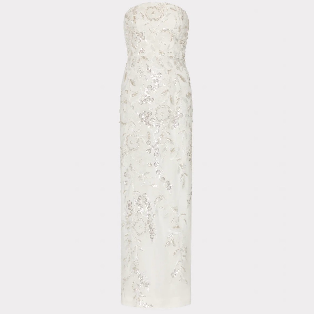 Milly Strapless Ivory Sequin Gown